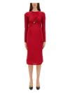 Versace Twisted Safety-pin Long-sleeve Jersey Midi Dress