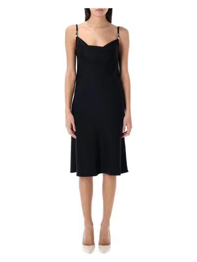 VERSACE WOMEN'S SAFETY PIN SLIP MIDI DRESS