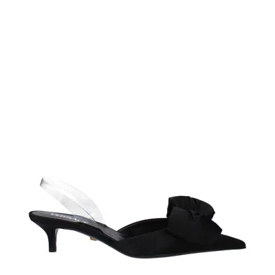 Versace Women's Satin Black/transparent Sandals