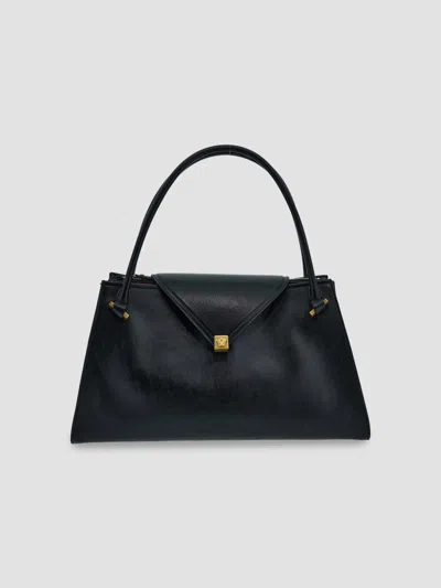 Versace Severine Croc Embossed Leather Top Handle Bag In White