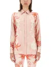 Versace Sea Print Silk Blouse In Multicolour