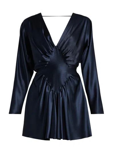 Versace Women's Silk Satin Cinched Minidress In Blue