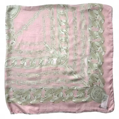 Versace Women's Silk Scarf In Pink And Grey In Multi