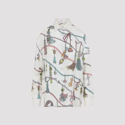 Versace Women's Silk Twill Printed Informal Shirt In White