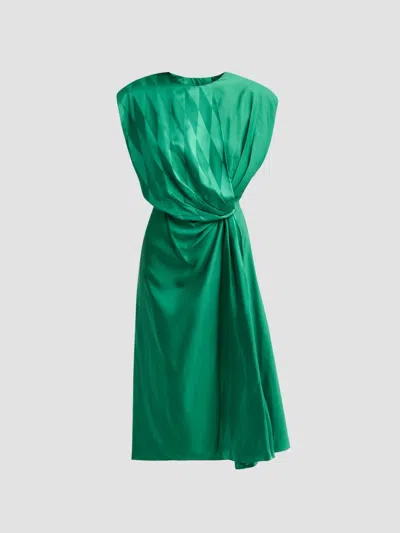 Versace Women's Silk-blend Draped Midi Dress In Green