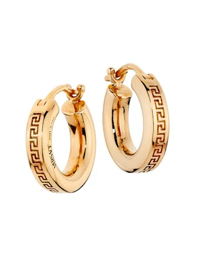 Versace Women's Silvertone Greca Hoop Earrings In Gold