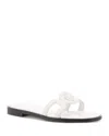 Versace Medusa Leather Flat Slide Sandals In Porcelain