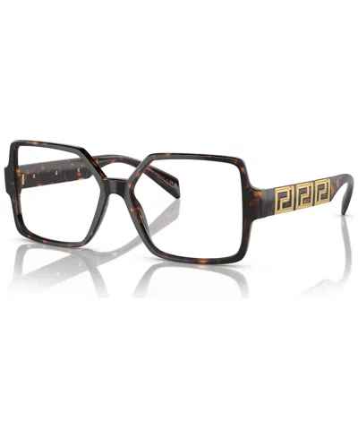 Versace Women's Square Eyeglasses, Ve3337 55 In Havana
