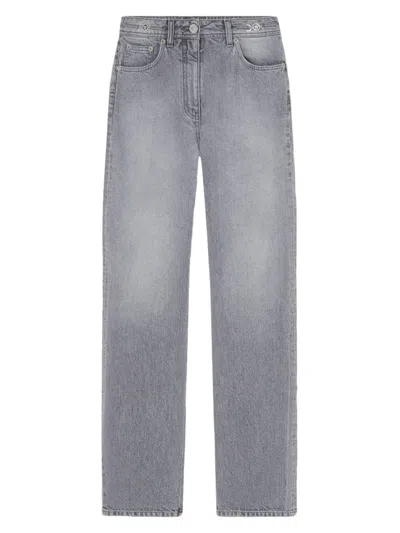 Versace Women's Stone Wash Grey Relaxed-fit Jeans In Mid Grey