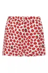 Versace 'floral Ladybug Strawberry' Elastic Waistband Shorts In Multicolor