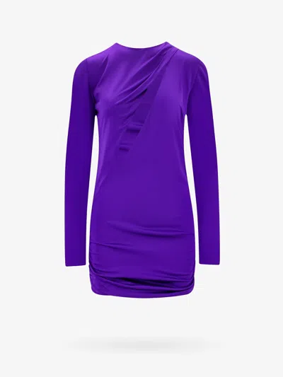 Versace Women Stretch Viscose Dress With Cut-out Details In Purple