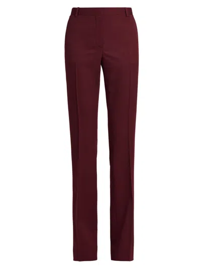 Versace Women's Stretch-wool Straight-leg Trousers In Burgundy