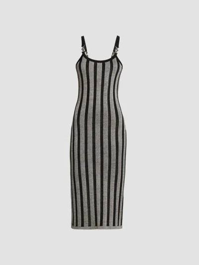 Versace Women's Stripe Wool-blend Midi Dress In Black