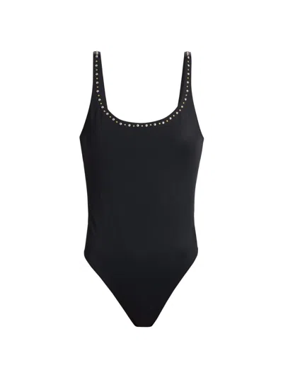 Versace Women's Studded One-piece Swimsuit In Black