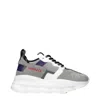 Versace Gray Leather Athletic Sneakers In Gray