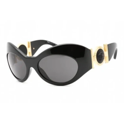 Pre-owned Versace Women's Sunglasses Black Plastic Cat Eye Full Rim Frame 0ve4462 Gb1/87 In Gray