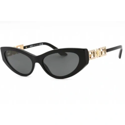 Pre-owned Versace Women's Sunglasses Black Plastic Cat Eye Full Rim Frame 0ve4470b Gb1/87 In Gray