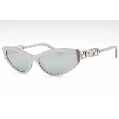 Pre-owned Versace Women's Sunglasses Pearl Grey Plastic Cat Eye Frame 0ve4470b 54741u In Blue/silver