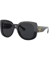 Versace Rectangle Acetate Sunglasses W/ Medusa Temples In Black,grey
