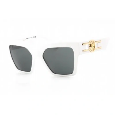 Pre-owned Versace Women's Sunglasses White Plastic Full Rim Rectangular 0ve4458 314/87 In Gray