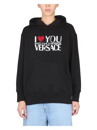 VERSACE WOMEN'S SWEATSHIRT WITH I LOVE YOU LOGO