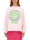 Versace Sweatshirt Sweatshirt Fabric Series Neon Effect Logo Print In Pink