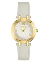 Versace Women's Swiss Antlia White Leather Strap Watch 34mm In Gold
