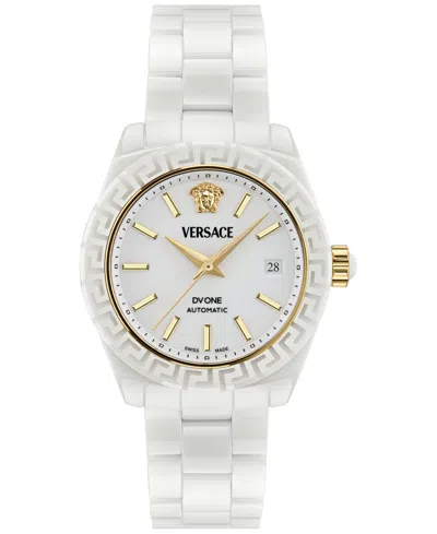 Versace Dv One Automatic Watch In White Ceramic