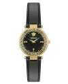 VERSACE WOMEN'S SWISS BLACK LEATHER STRAP WATCH 35MM