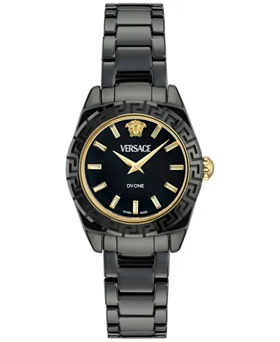 Versace Women's Swiss Dv One Mini Black Ceramic Bracelet Watch 28mm