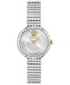 Versace Women's Swiss Greca Goddess Stainless Steel Studded Bracelet Watch 28mm In Stainless