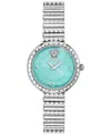 Versace Women's Swiss Greca Goddess Stainless Steel Studded Bracelet Watch 28mm In Stainless
