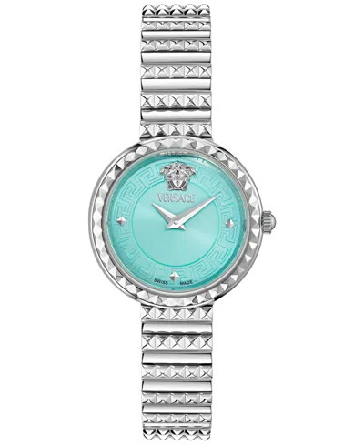 Versace Women's Swiss Greca Goddess Stainless Steel Studded Bracelet Watch 28mm