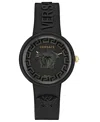 Versace Women's Swiss Medusa Pop Black Silicone Strap Watch 39mm In Black