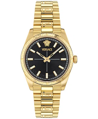 VERSACE WOMEN'S SWISS MILLENYIUM GOLD ION PLATED BRACELET WATCH 32MM