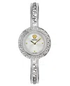 Versace La Greca Stainless Steel Bangle Bracelet Watch With Wrap Leather Strap, 28mm In Stainless