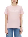 Versace Logo Cotton T-shirt In Pink