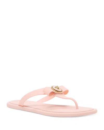 Versace Gianni Ribbon Pink Sandals With Metallic Medusa Head On The Front In Rubber Woman