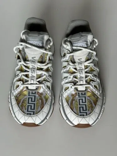 Pre-owned Versace Women's Trigreca Barocco Sneakers White 12 Us (42 Eu) It 104182 $990