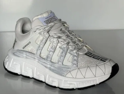 Pre-owned Versace Women's Trigreca Barocco Sneakers White 9.5 (39.5 Eu) It 104182 $950