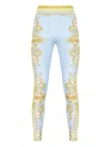 Versace Light Blue Baroque Pattern Work-out Leggings In Blue