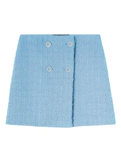 Versace Tweed High-waist Skirt In Clear Blue