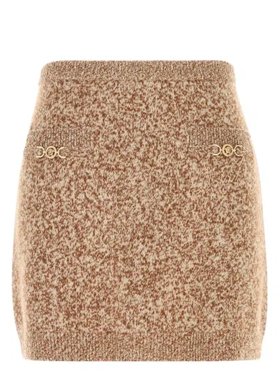 VERSACE WOMEN'S TWO-TONE VIRGIN WOOL BLEND MINI SKIRT | SIZE IT 40 | 10203811A15451 COLOR 2NG70