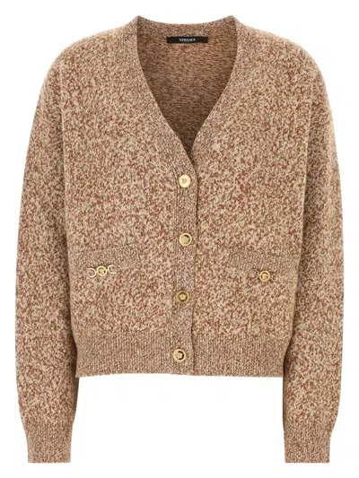 VERSACE WOMEN'S TWO-TONE WOOL BLEND CARDIGAN | SIZE IT 42 | 10134371A15451 COLOR 2NG70