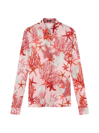 Versace Women's Under The Sea Button-front Shirt In Dusty Rose Coral