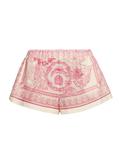 Versace Women's Underwater Barocco Cotton-silk Shorts In Pink