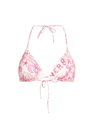 Versace Women's Underwater Barocco Stretch Bikini Top In Pink