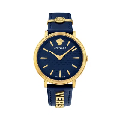 Versace Women's V-circle 38mm Quartz Watch In Blue