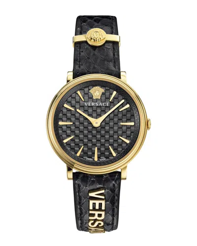 Versace V-circle Logomania Strap Watch In Gold