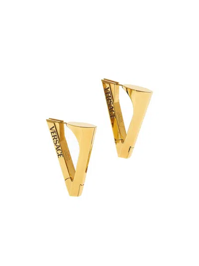 Versace Women's V Goldtone Hoop Earrings In Pattern